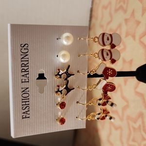 Pairs Of Golden Christmas Earrings, NWT